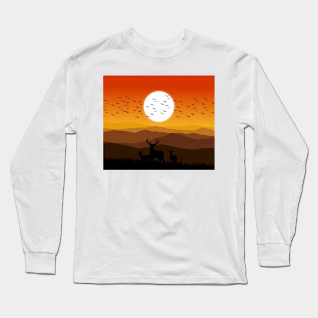 Natural morning moment Landscape vactor Art Long Sleeve T-Shirt by Tshirtstory